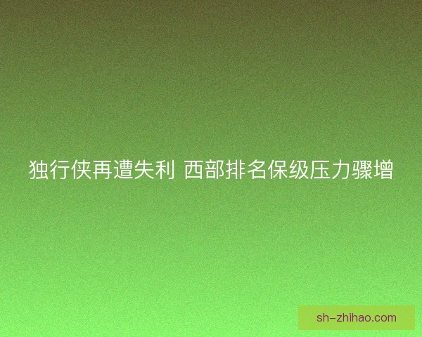 独行侠再遭失利 西部排名保级压力骤增